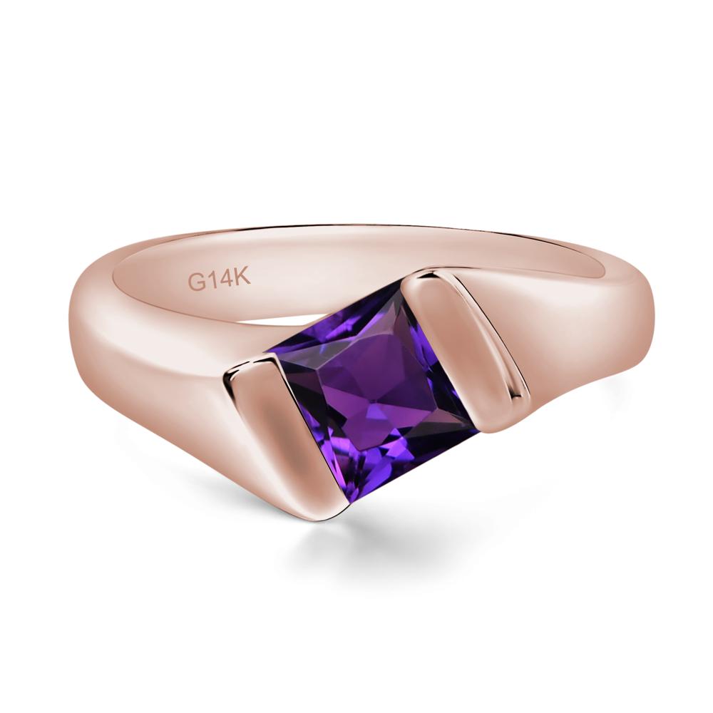 Simple Amethyst Bypass Ring - LUO Jewelry #metal_14k rose gold