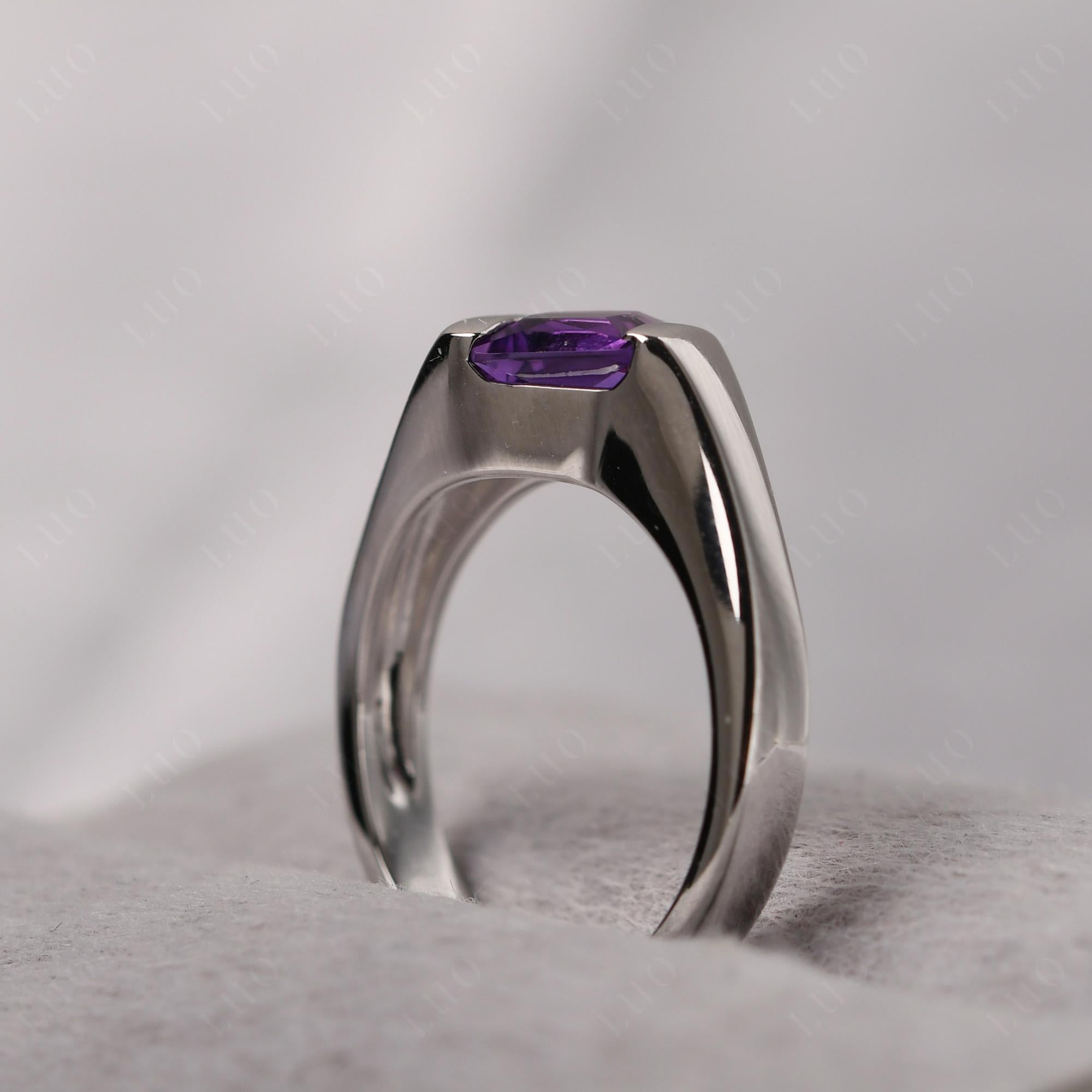 Simple Amethyst Bypass Ring - LUO Jewelry