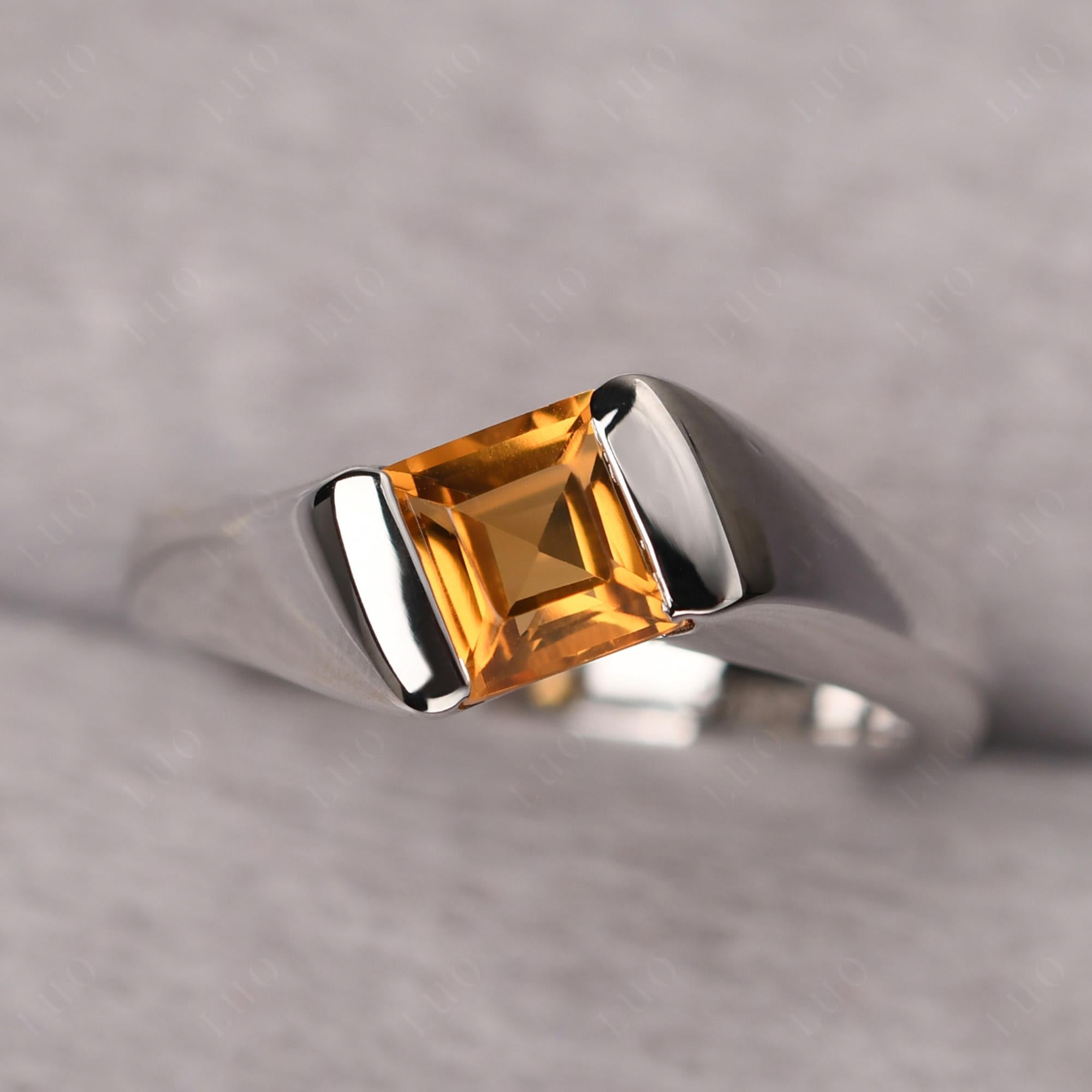 Simple Citrine Bypass Ring - LUO Jewelry