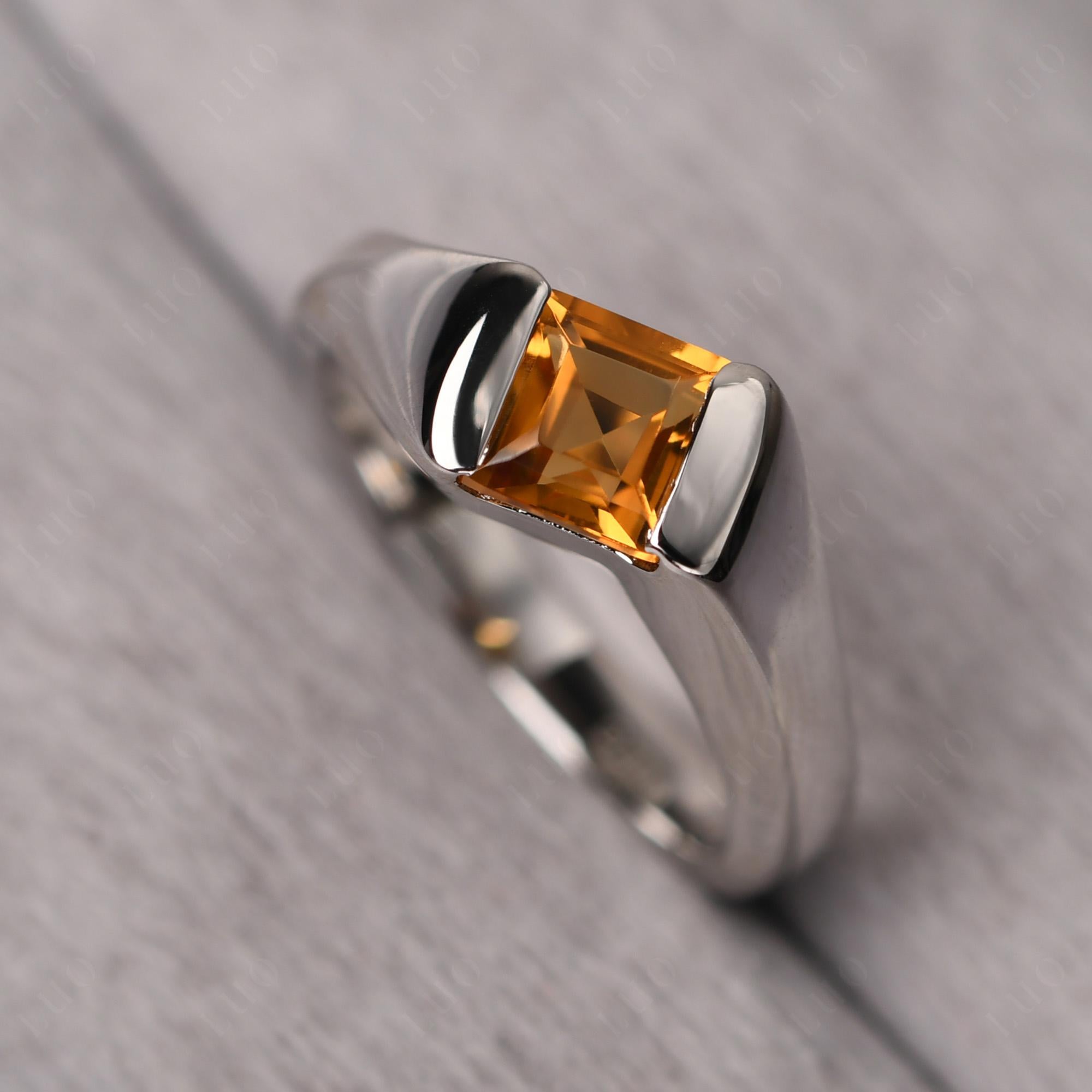 Simple Citrine Bypass Ring - LUO Jewelry
