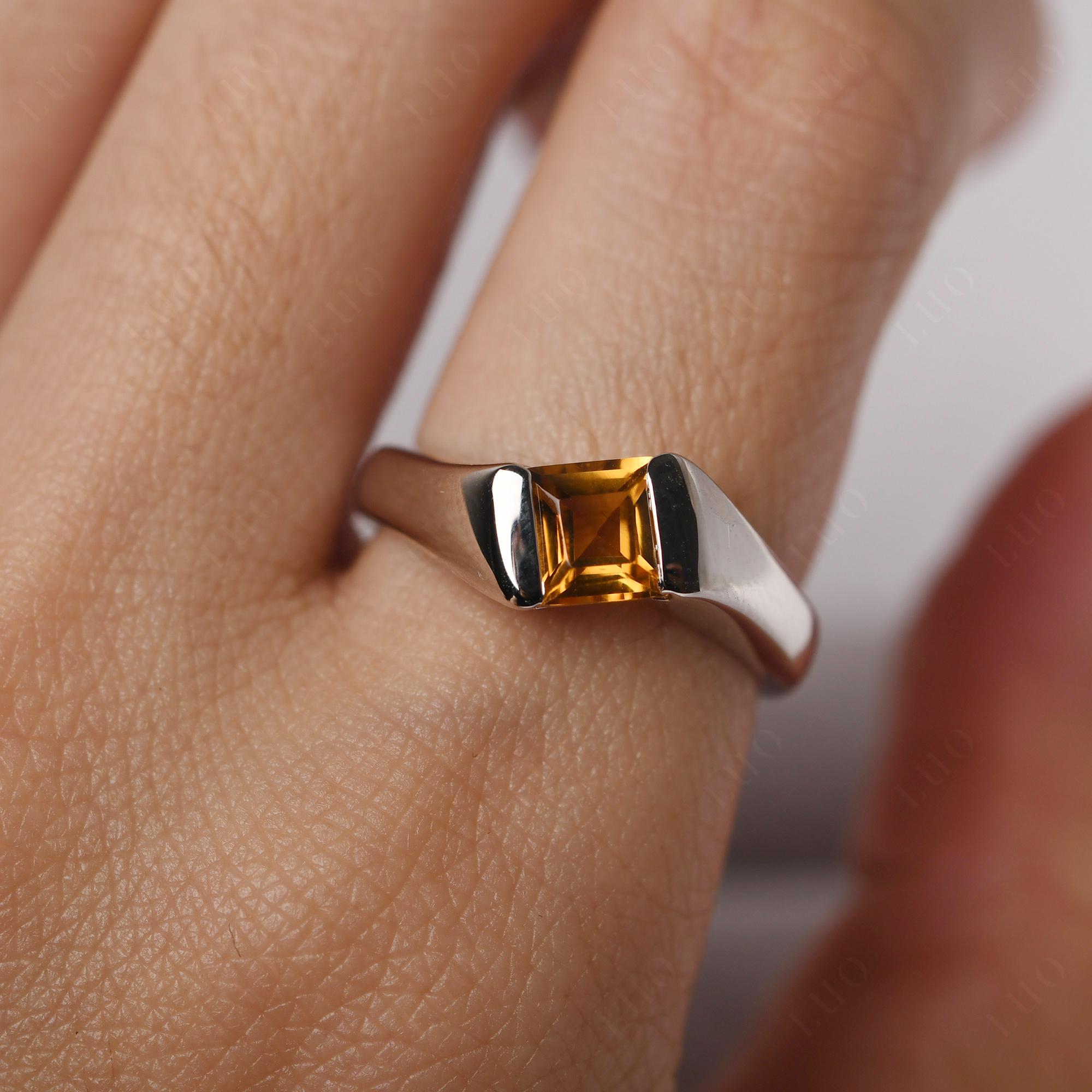 Simple Citrine Bypass Ring - LUO Jewelry