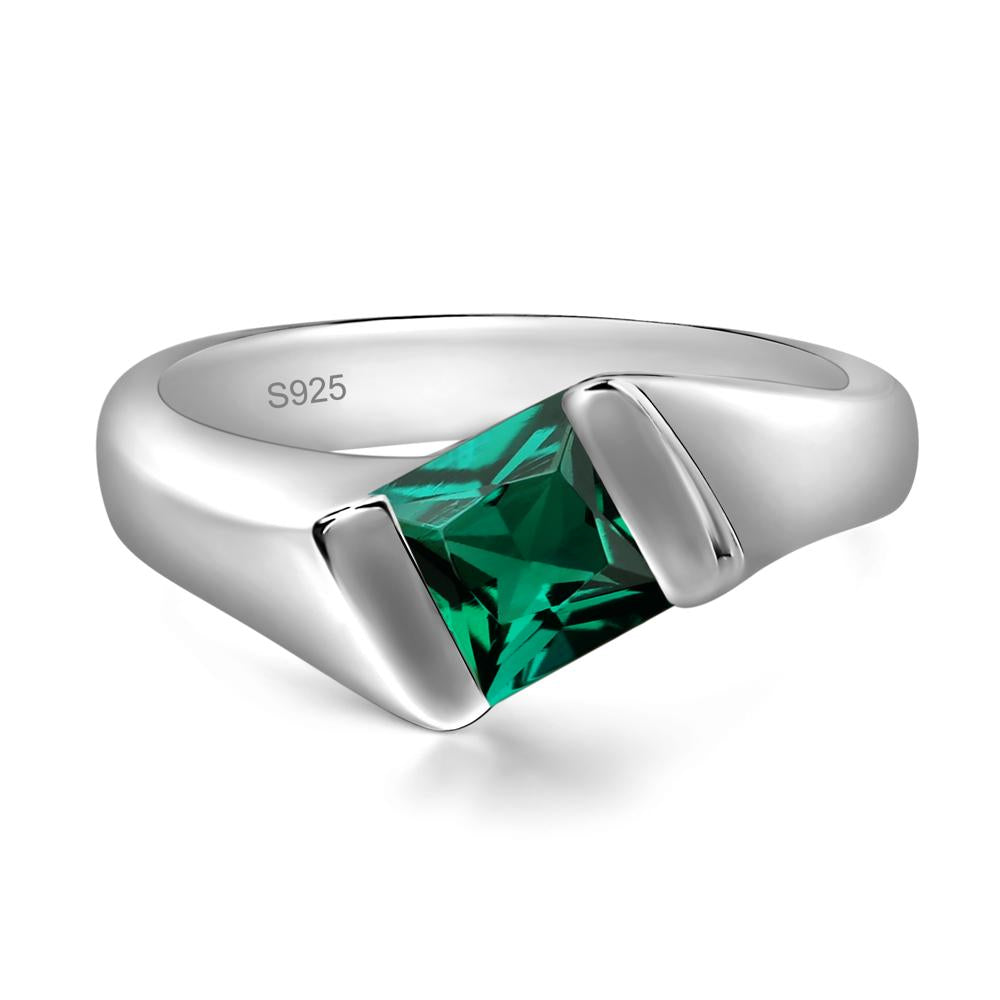 Simple Lab Created Emerald Bypass Ring - LUO Jewelry #metal_sterling silver