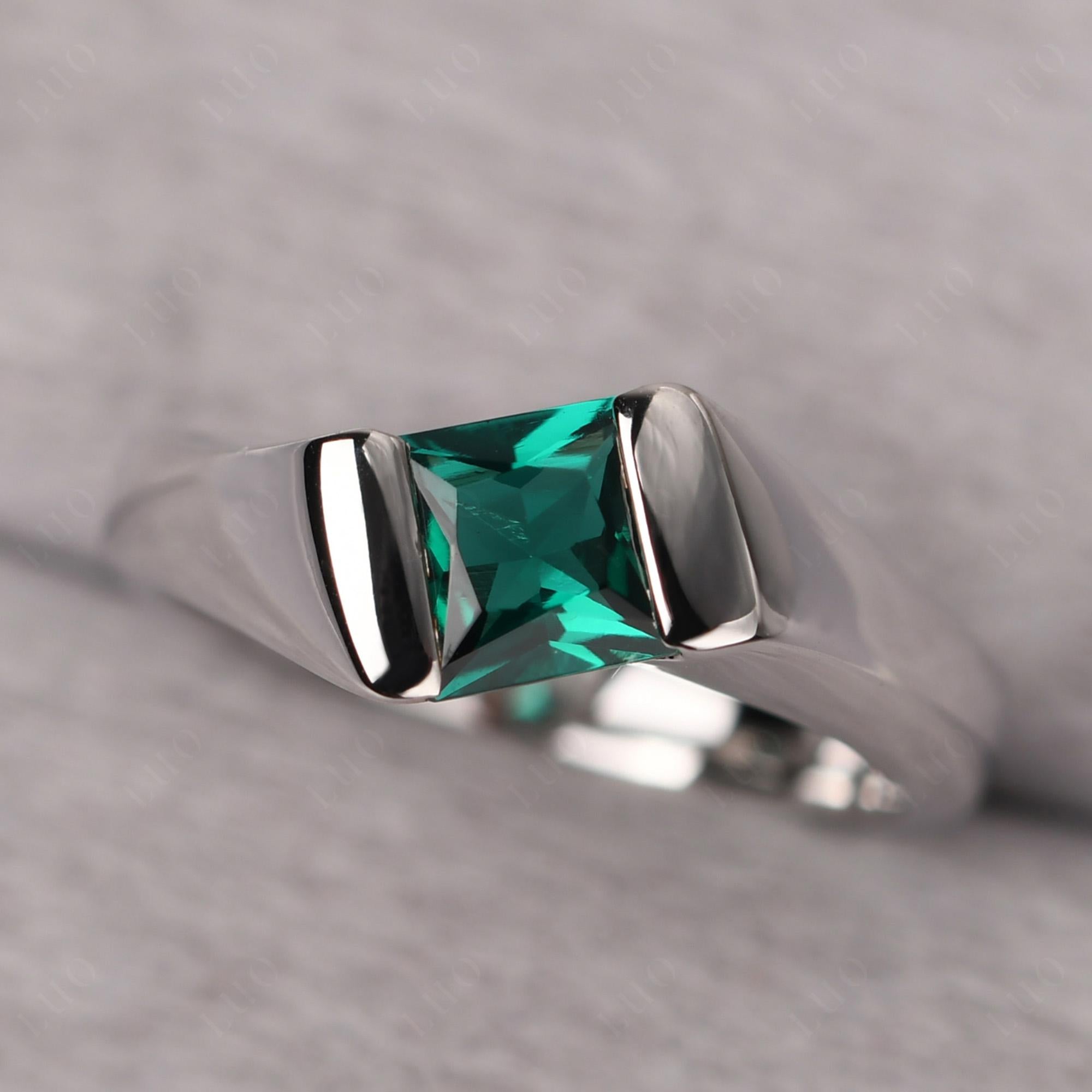 Simple Lab Created Emerald Bypass Ring - LUO Jewelry