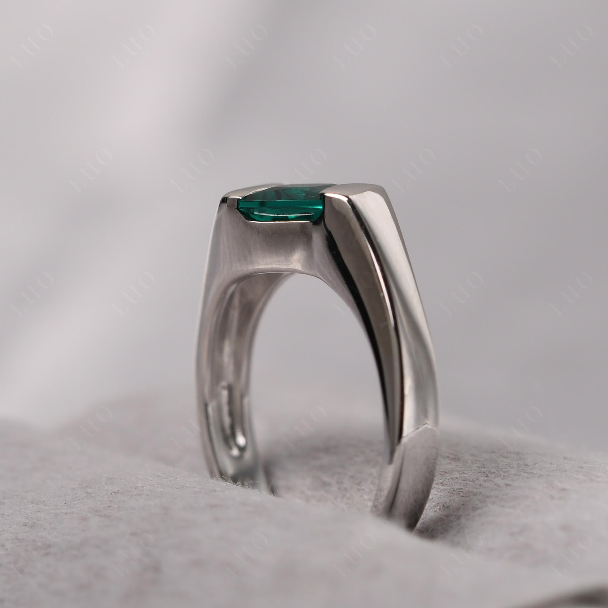 Simple Lab Created Emerald Bypass Ring - LUO Jewelry