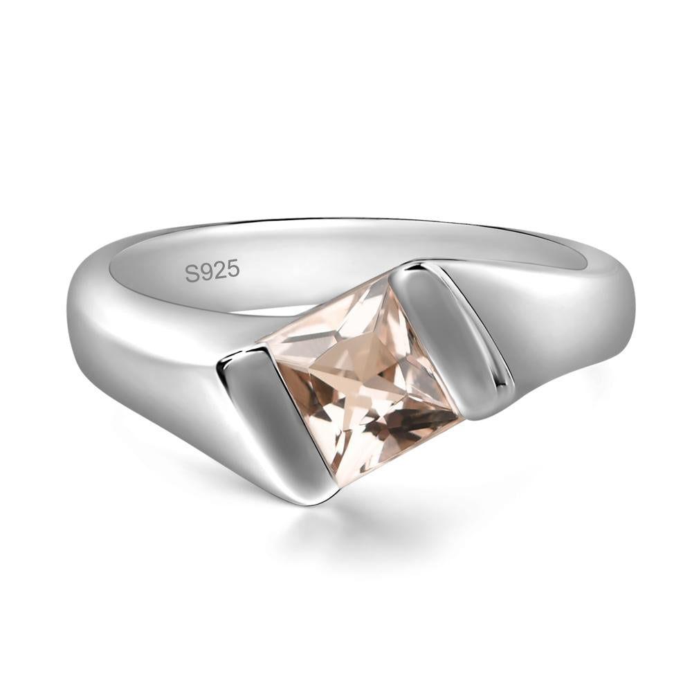 Simple Morganite Bypass Ring - LUO Jewelry #metal_sterling silver