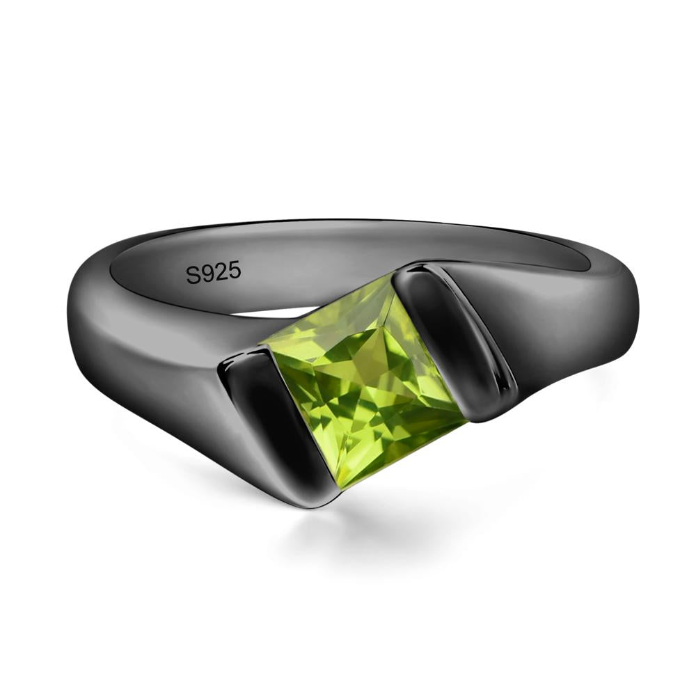 Simple Peridot Bypass Ring - LUO Jewelry #metal_black finish sterling silver