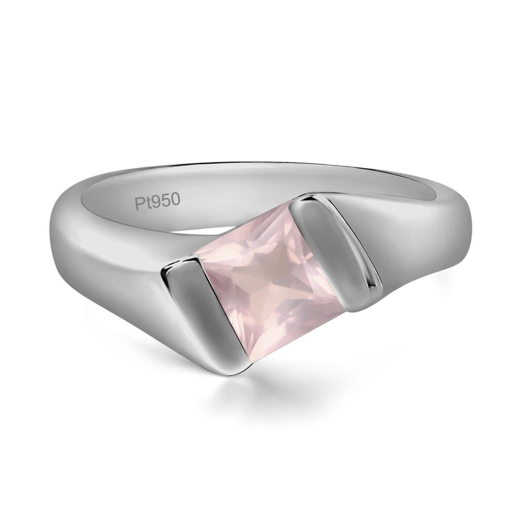 Simple Rose Quartz Bypass Ring - LUO Jewelry #metal_platinum