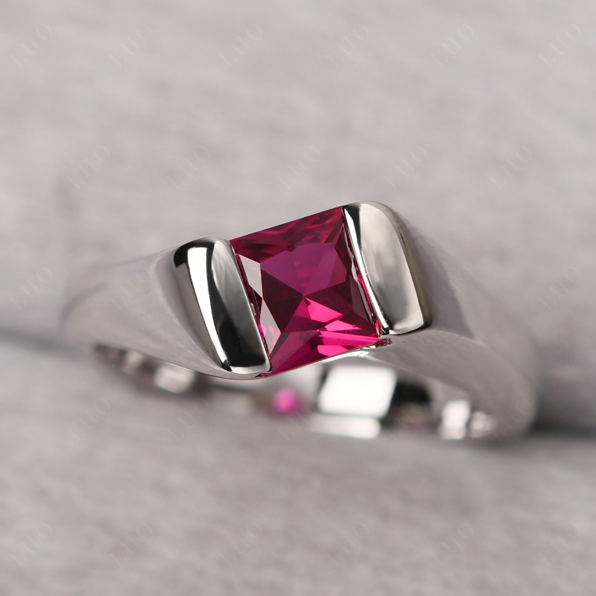 Simple Lab Grown Ruby Bypass Ring - LUO Jewelry