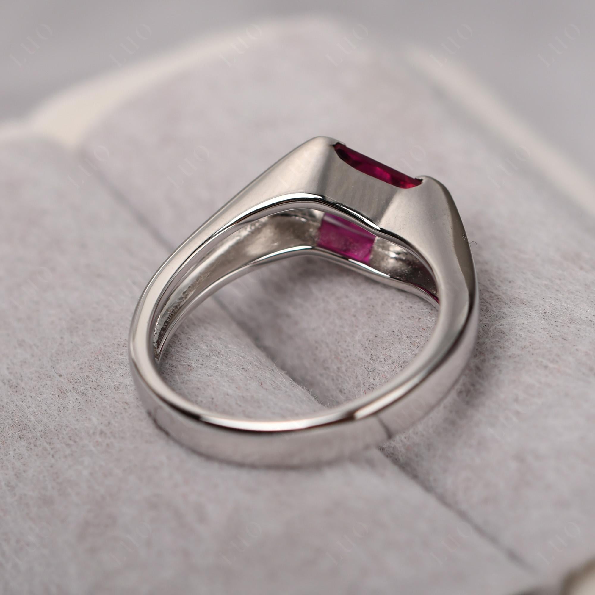 Simple Lab Grown Ruby Bypass Ring - LUO Jewelry