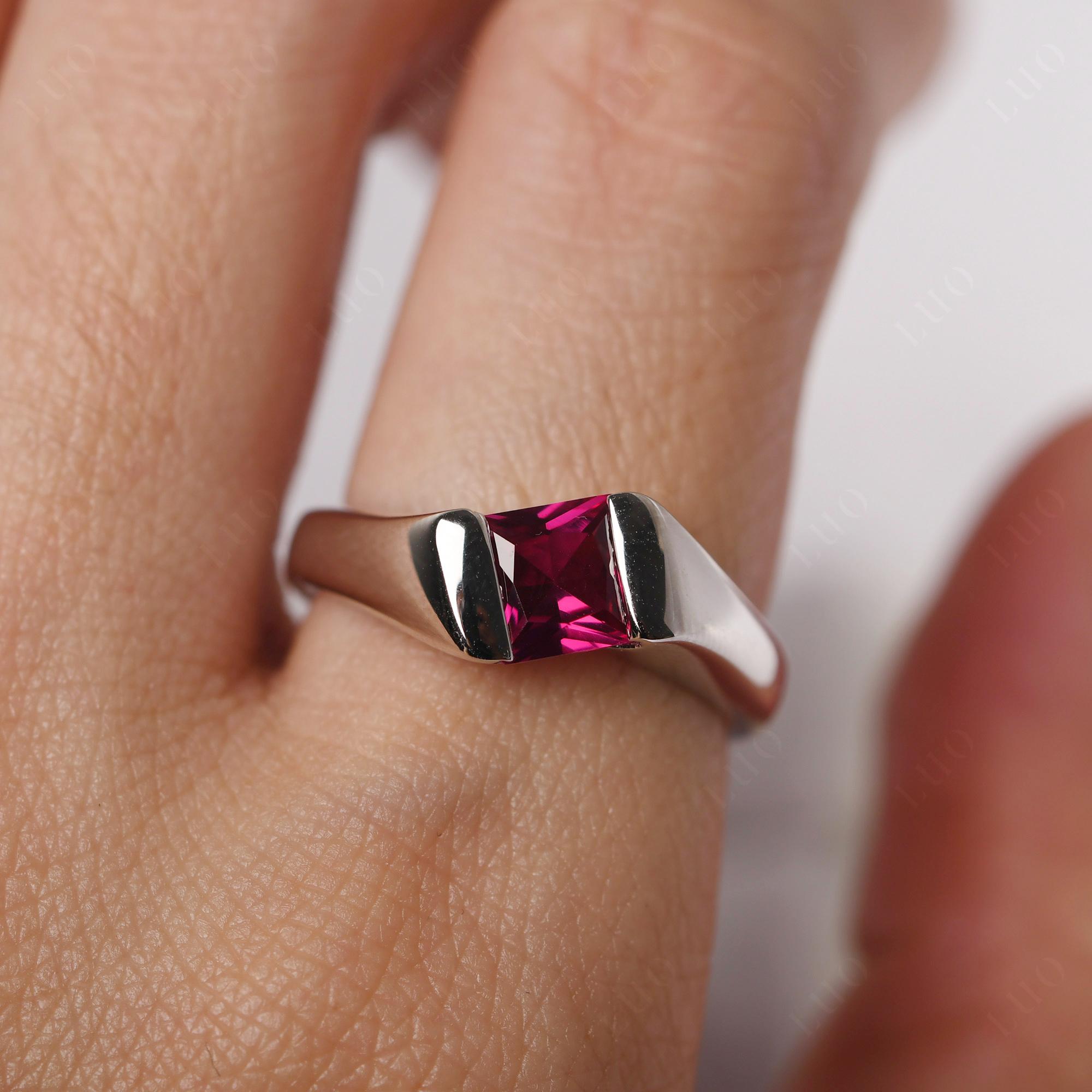 Simple Lab Grown Ruby Bypass Ring - LUO Jewelry