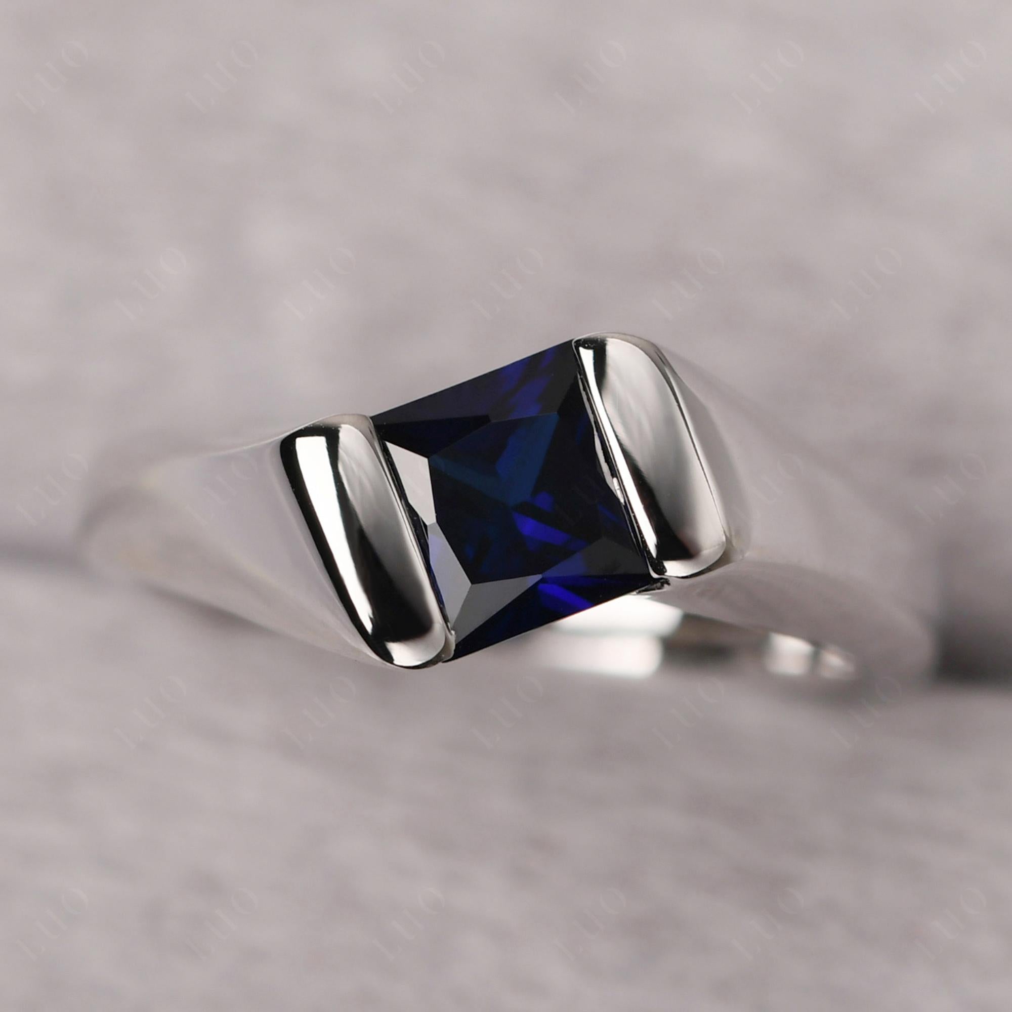 Simple Lab Sapphire Bypass Ring - LUO Jewelry