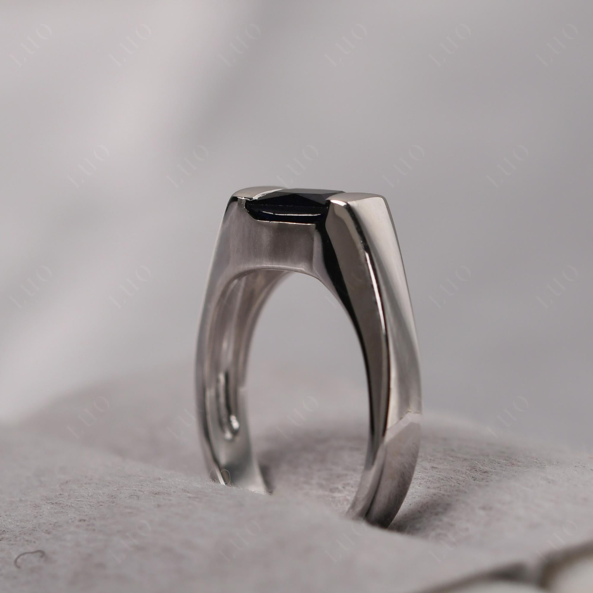 Simple Lab Sapphire Bypass Ring - LUO Jewelry