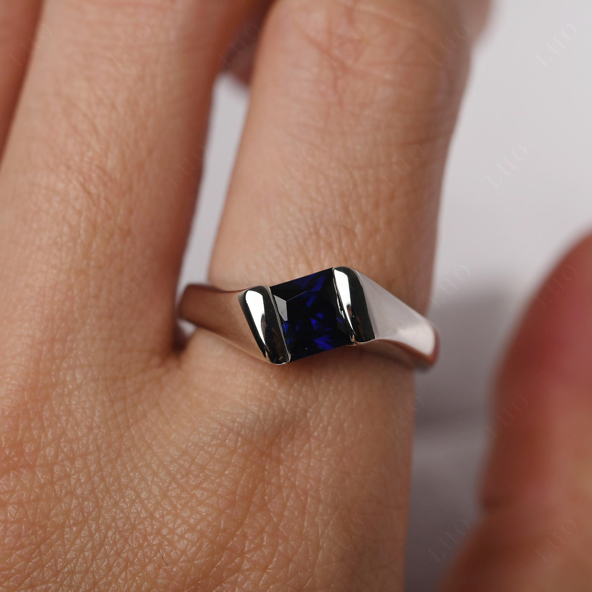 Simple Lab Sapphire Bypass Ring - LUO Jewelry