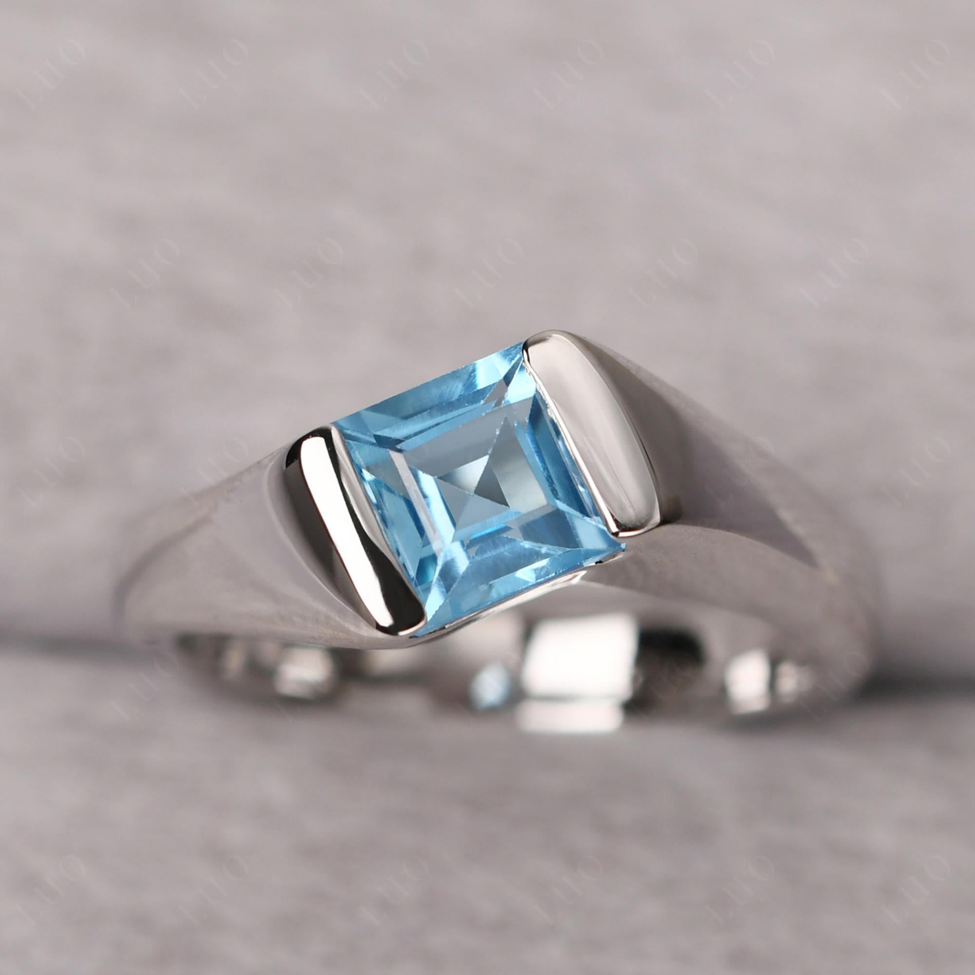 Simple Swiss Blue Topaz Bypass Ring - LUO Jewelry