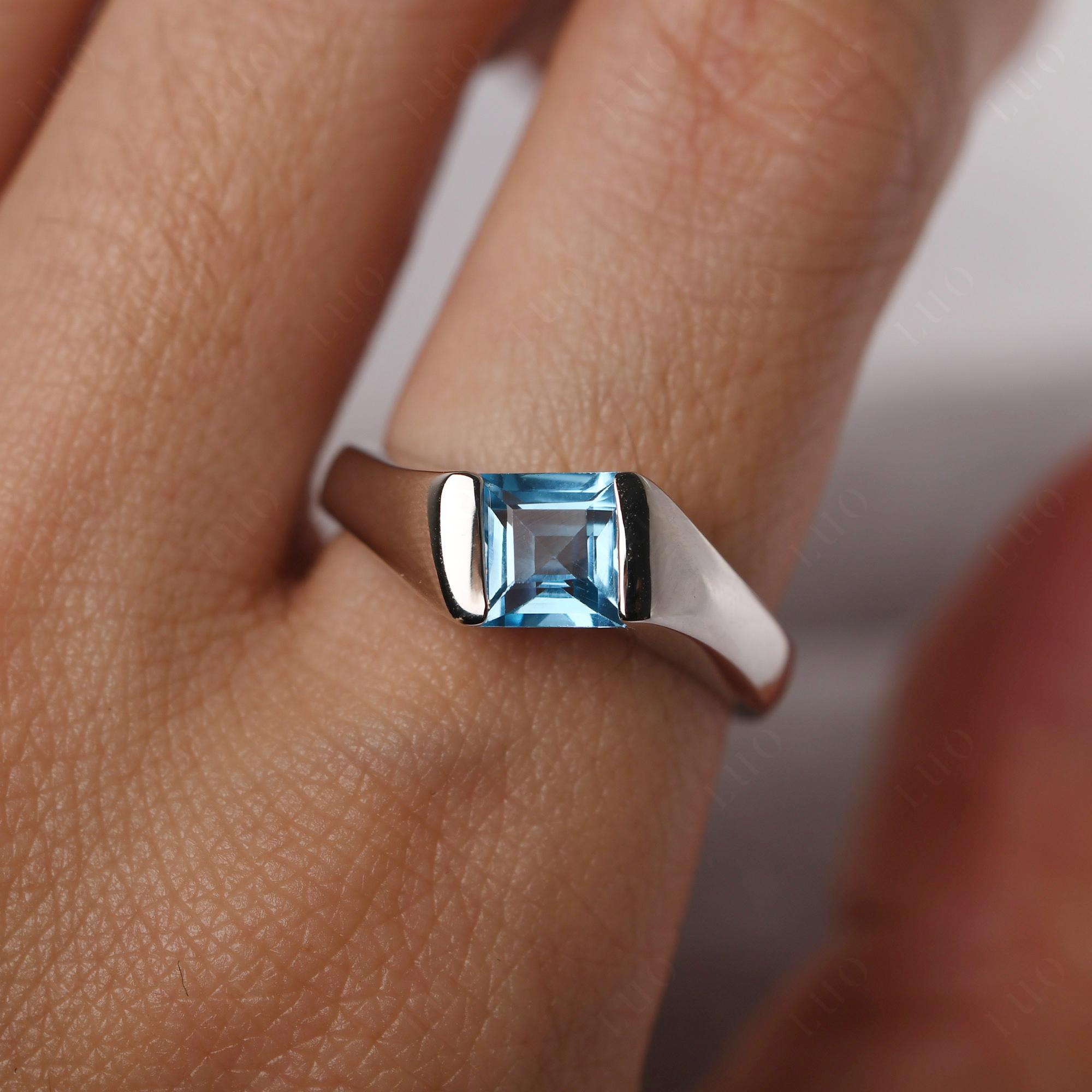Simple Swiss Blue Topaz Bypass Ring - LUO Jewelry