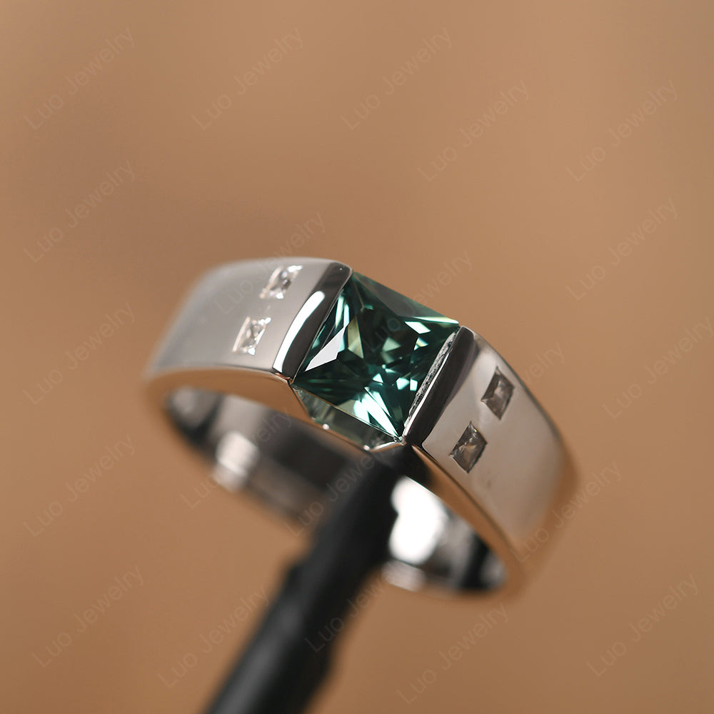 Green Sapphire Band Ring for Men - LUO Jewelry