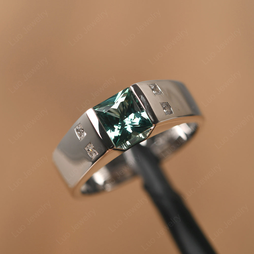 Green Sapphire Band Ring for Men - LUO Jewelry