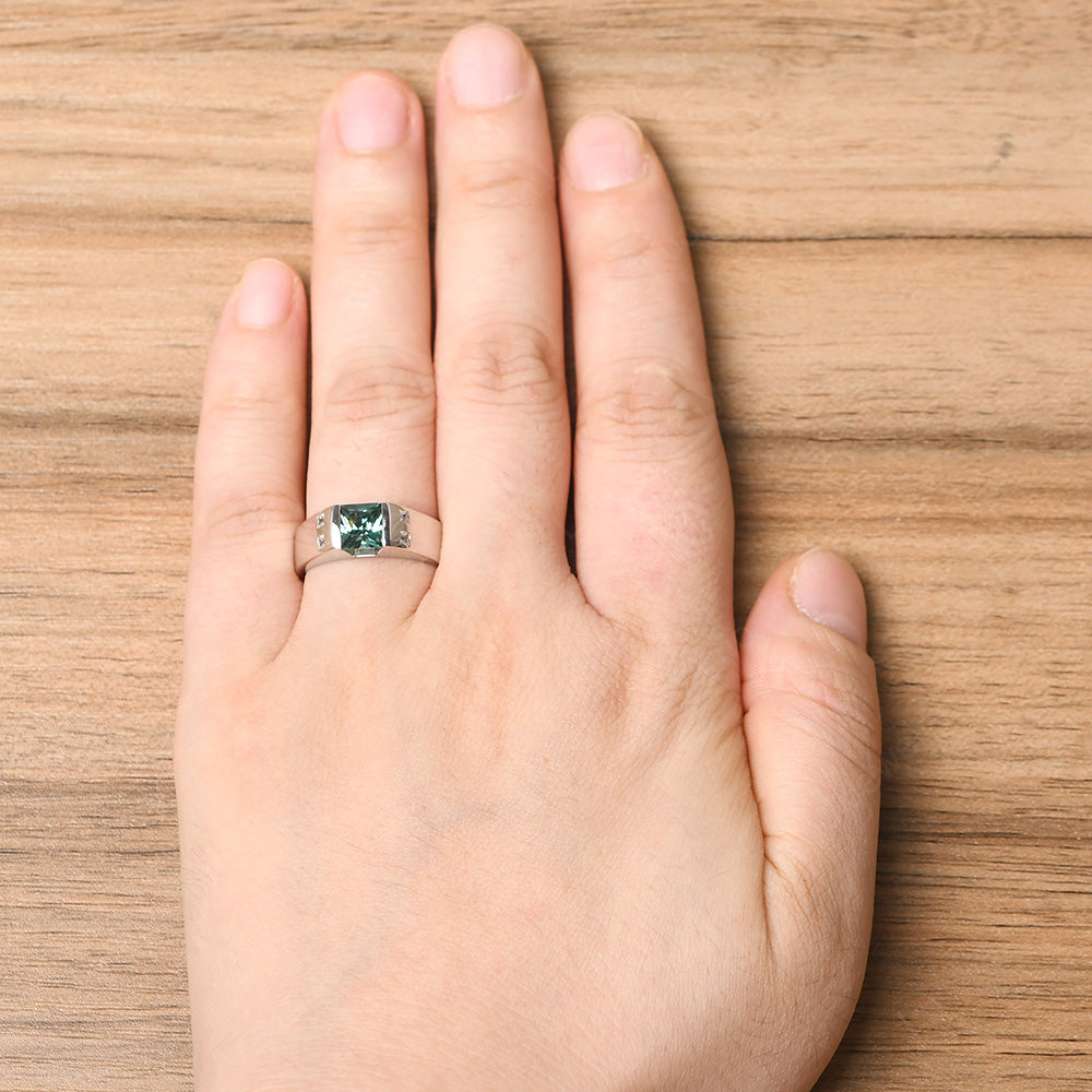 Green Sapphire Band Ring for Men - LUO Jewelry
