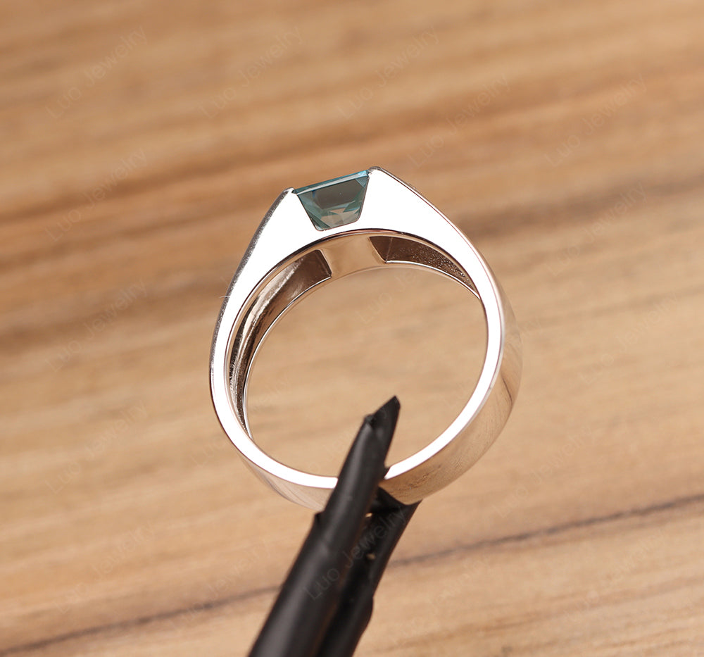 Princess Cut London Blue Topaz Ring for Men - LUO Jewelry
