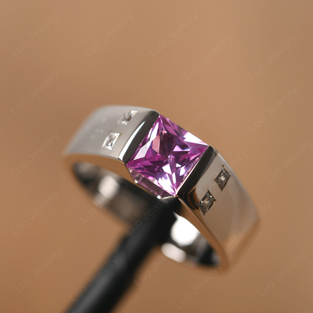 Pink Sapphire Band Ring for Men - LUO Jewelry