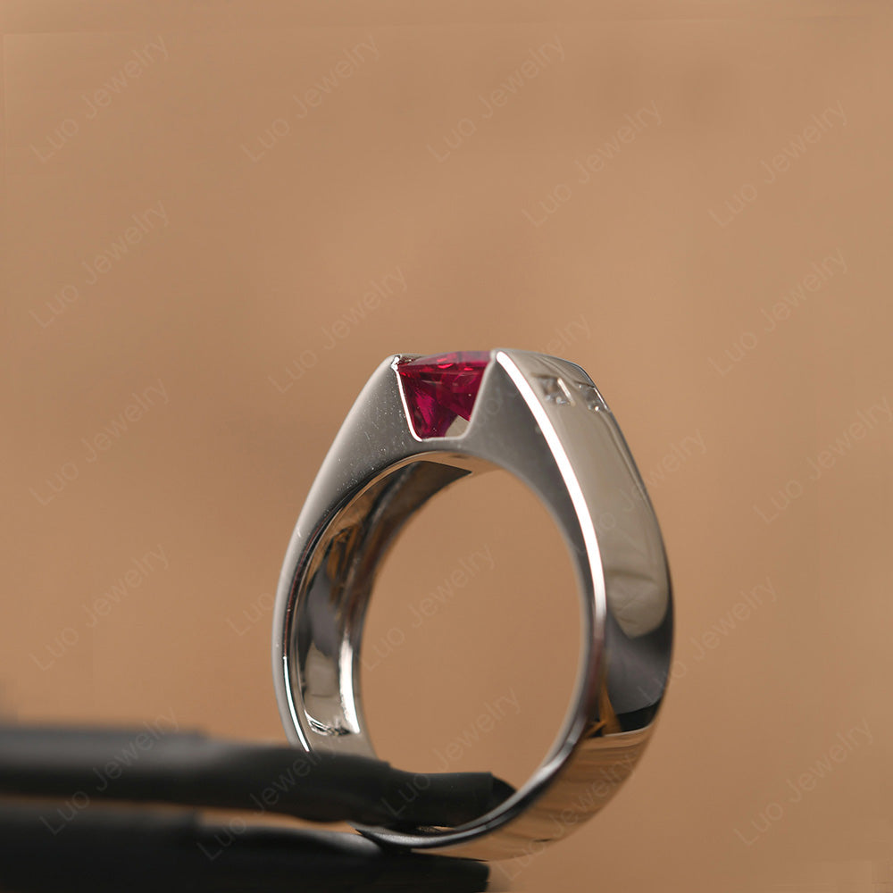 Princess Cut Ruby Ring for Men - LUO Jewelry