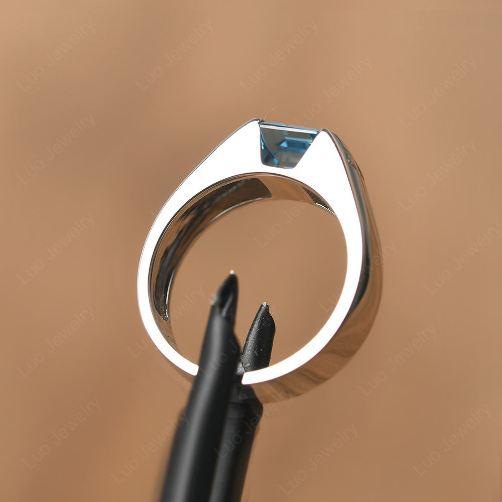 Swiss Blue Topaz Band Ring for Men - LUO Jewelry