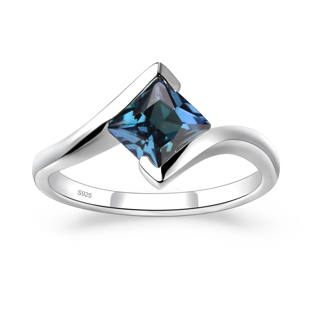 Princess Cut Lab Created Alexandrite Bypass Tension Ring - LUO Jewelry #metal_sterling silver