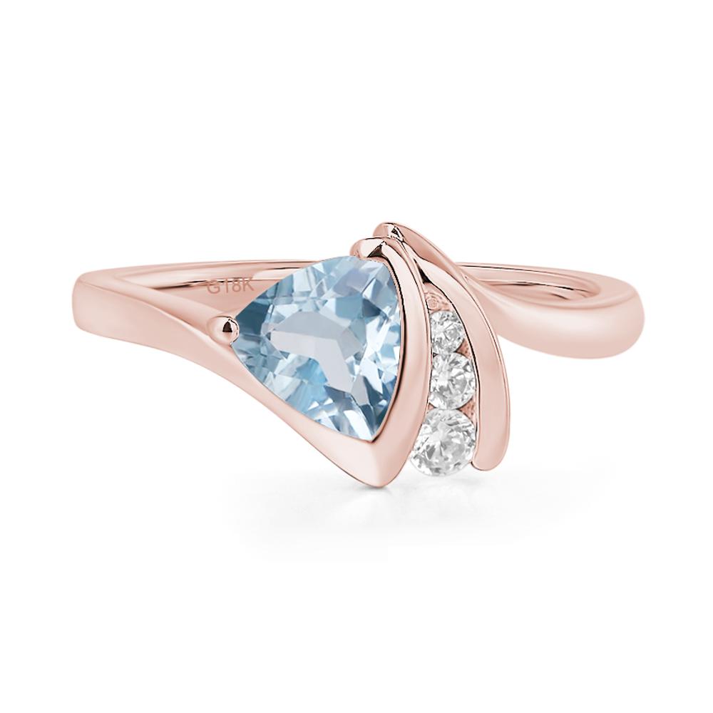 Trillion Cut Aquamarine Sailboat Inspire Ring - LUO Jewelry #metal_18k rose gold