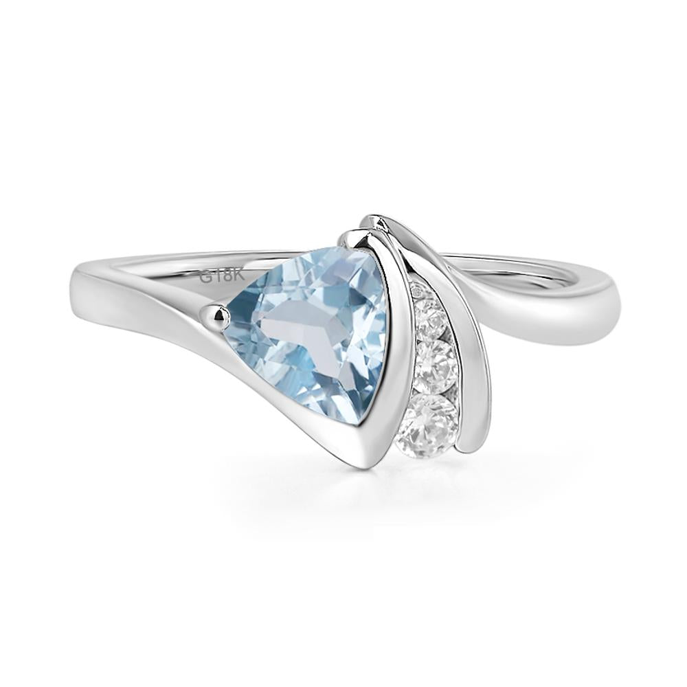 Trillion Cut Aquamarine Sailboat Inspire Ring - LUO Jewelry #metal_18k white gold