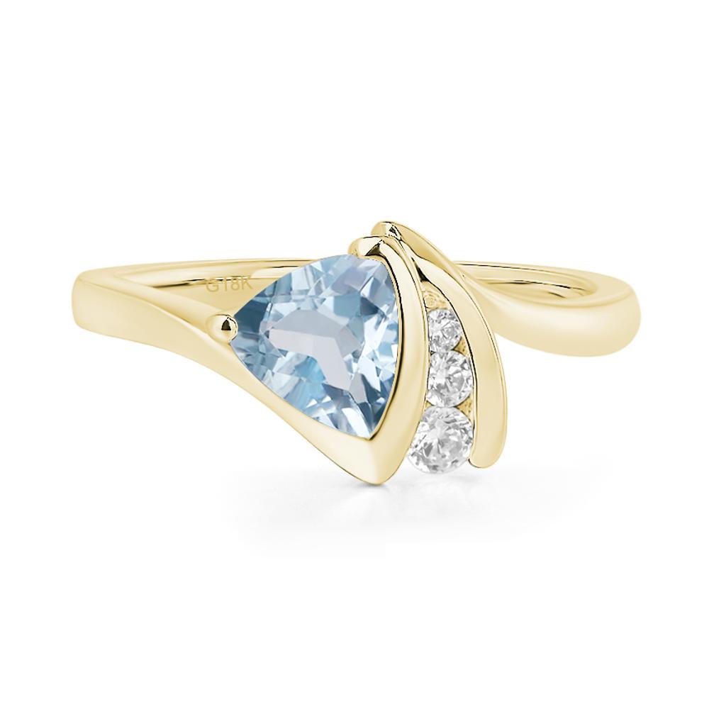 Trillion Cut Aquamarine Sailboat Inspire Ring - LUO Jewelry #metal_18k yellow gold