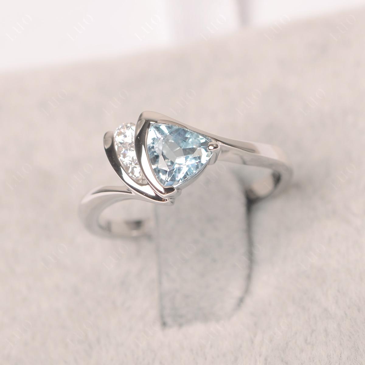 Trillion Cut Aquamarine Sailboat Inspire Ring - LUO Jewelry
