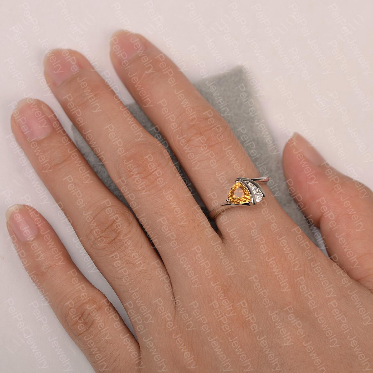 Trillion Cut Citrine Sailboat Inspire Ring - LUO Jewelry