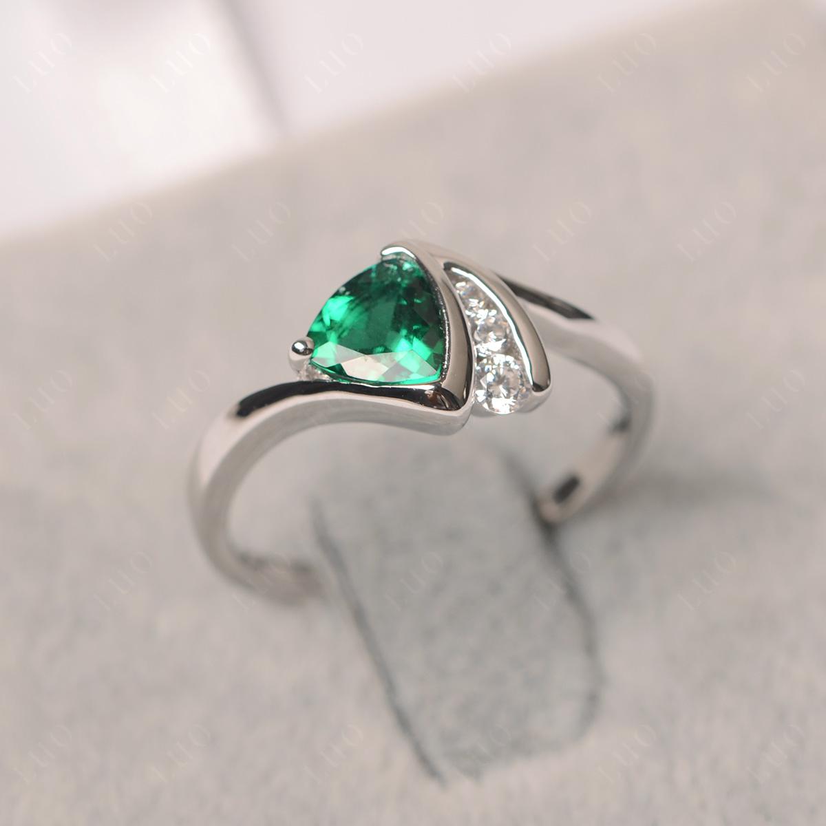 Trillion Cut Lab Created Emerald Sailboat Inspire Ring - LUO Jewelry
