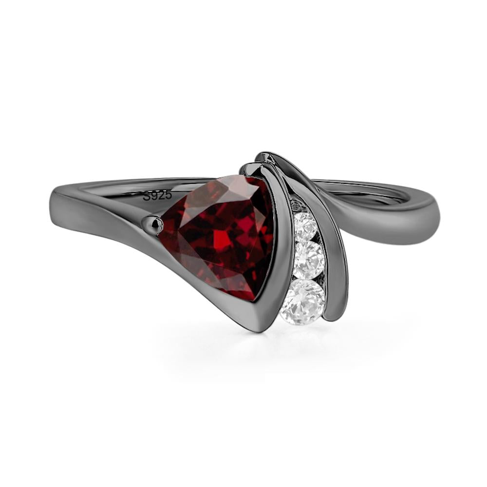 Trillion Cut Garnet Sailboat Inspire Ring - LUO Jewelry #metal_black finish sterling silver