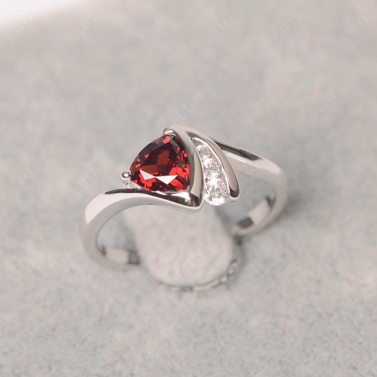 Trillion Cut Garnet Sailboat Inspire Ring - LUO Jewelry