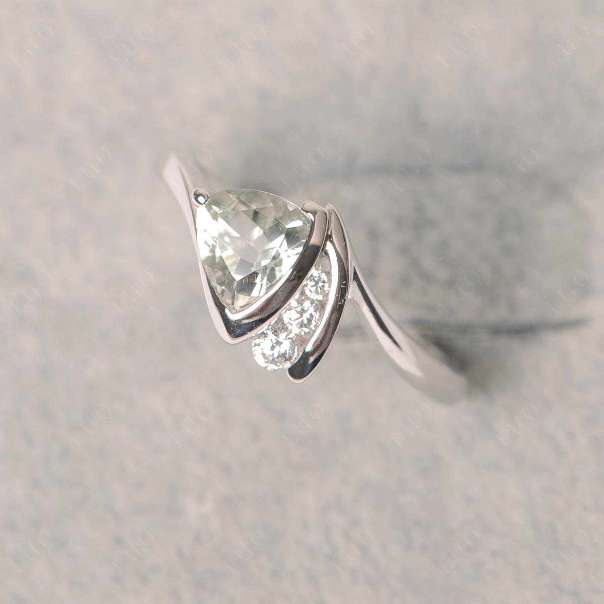 Trillion Cut Green Amethyst Sailboat Inspire Ring - LUO Jewelry