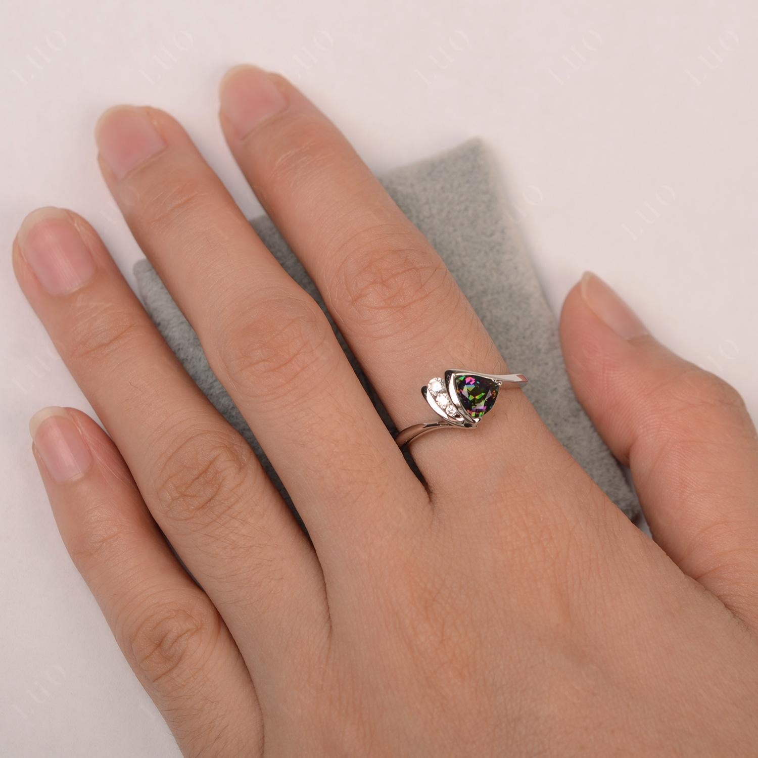 Trillion Cut Mystic Topaz Sailboat Inspire Ring - LUO Jewelry