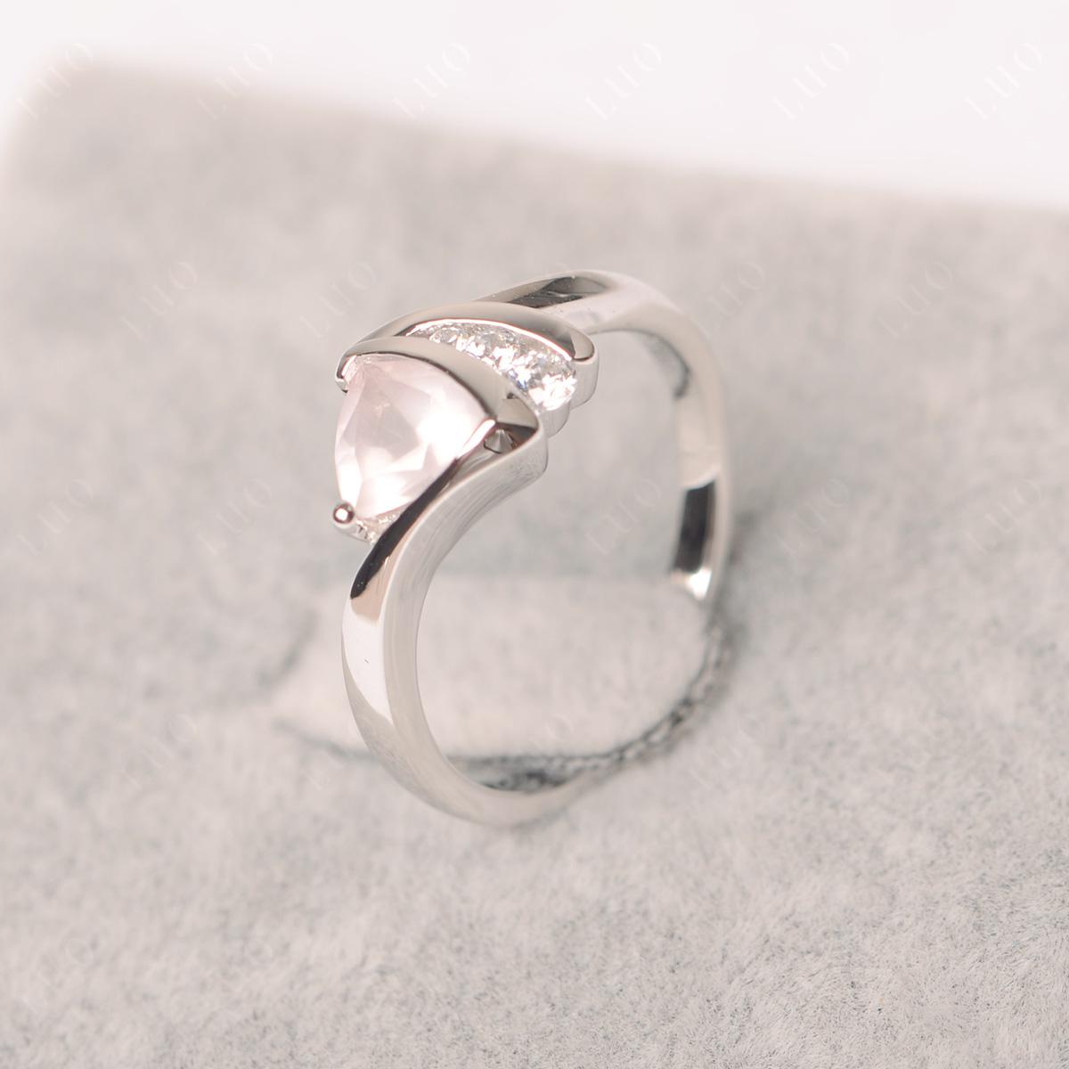 Trillion Cut Rose Quartz Sailboat Inspire Ring - LUO Jewelry