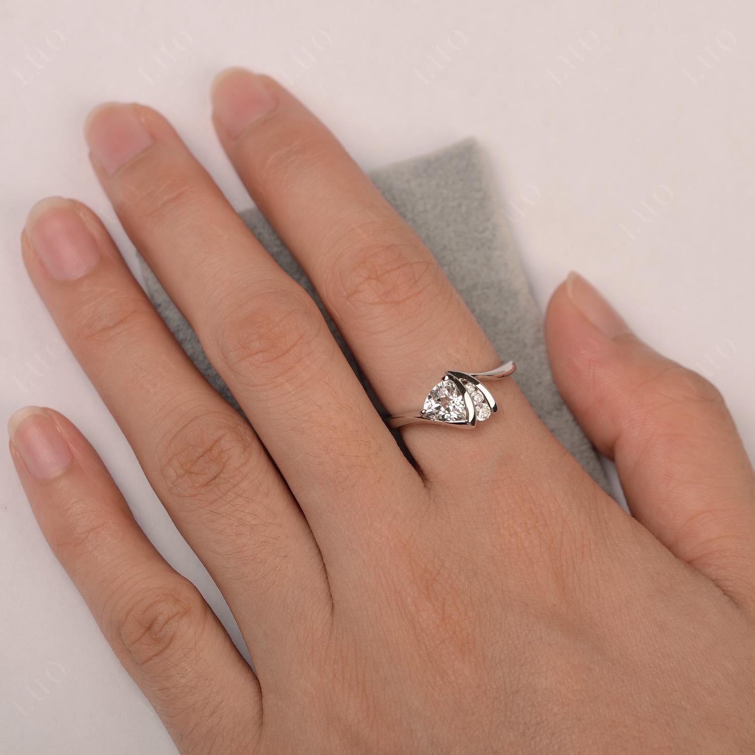Trillion Cut White Topaz Sailboat Inspire Ring - LUO Jewelry