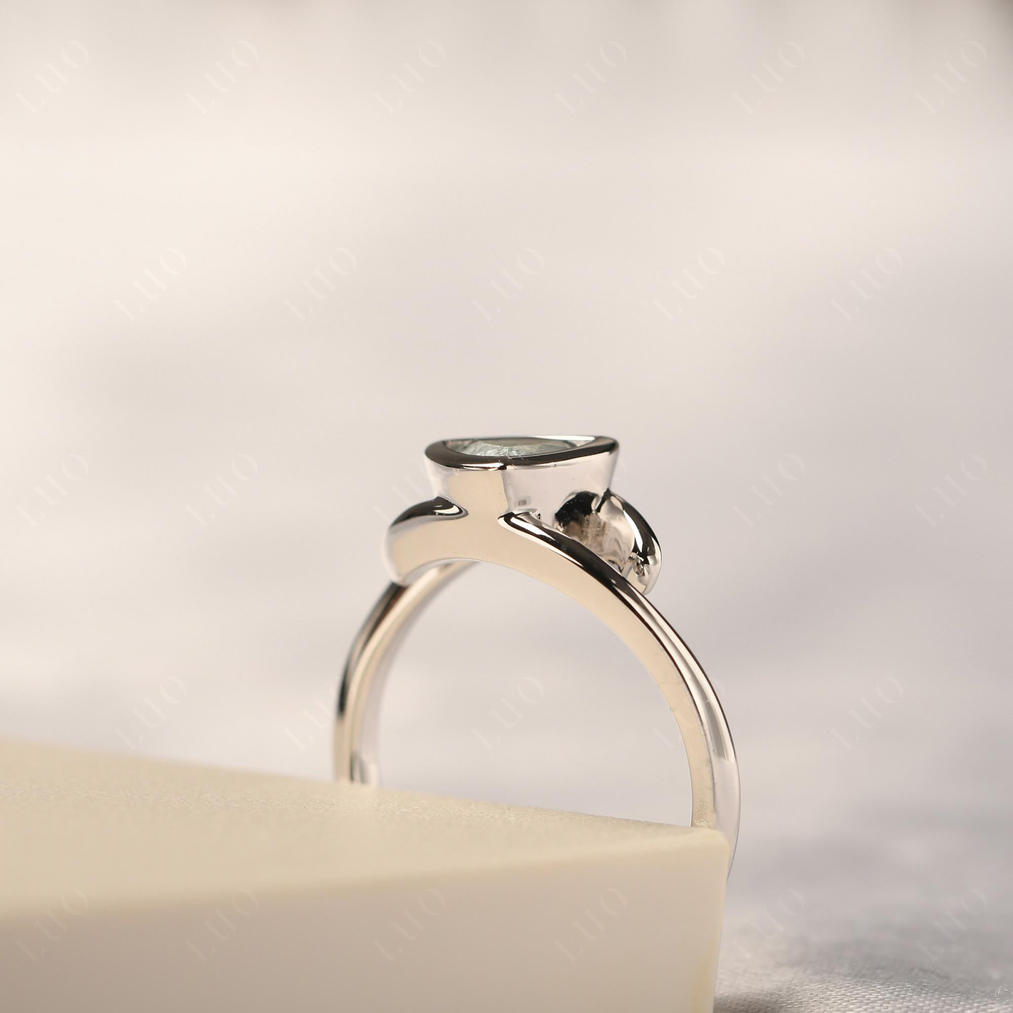 Aquamarine Bezel Set Bypass Solitaire Ring - LUO Jewelry