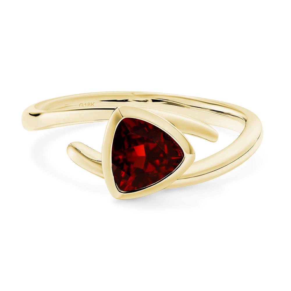 Garnet Bezel Set Bypass Solitaire Ring - LUO Jewelry #metal_18k yellow gold