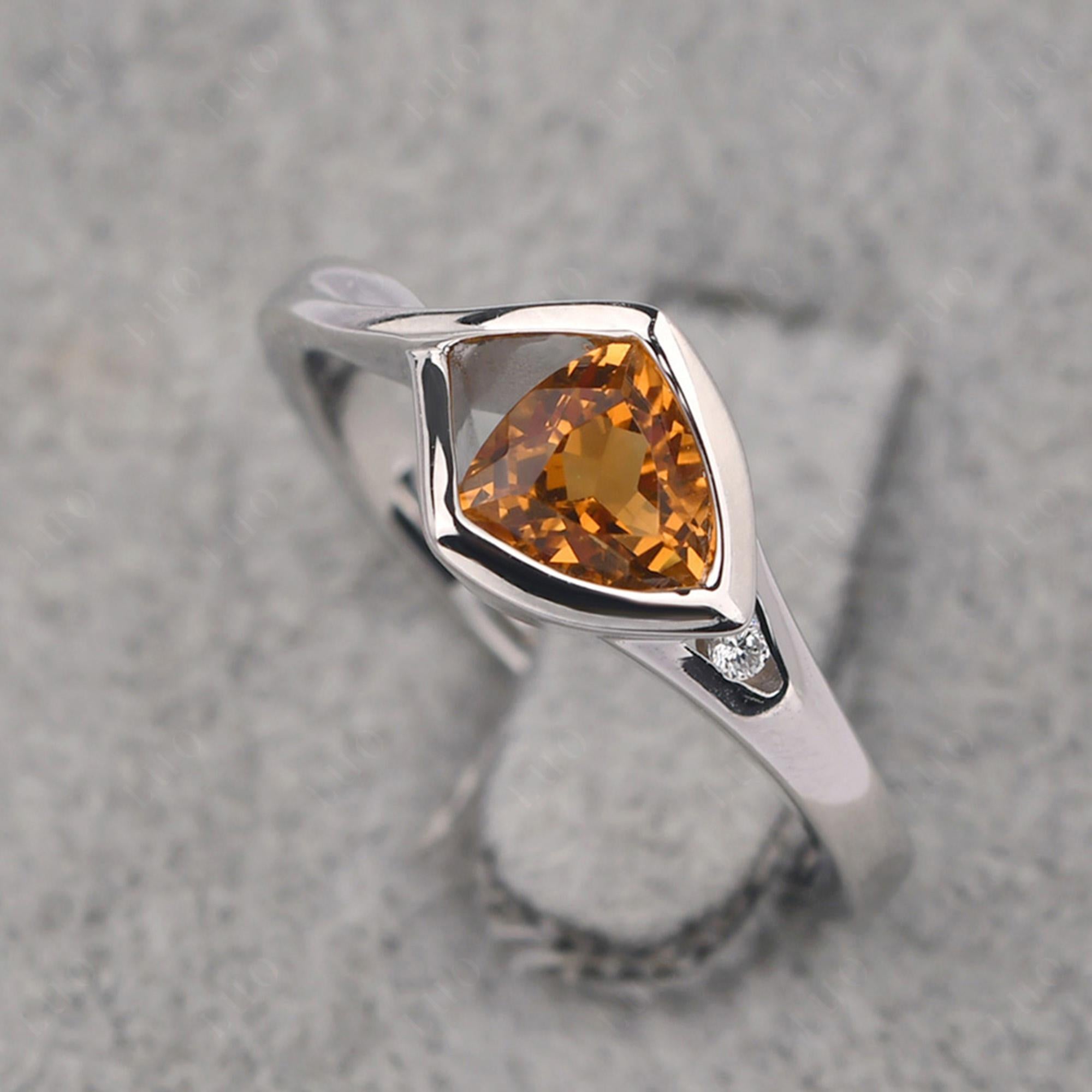 Trillion Cut Simple Citrine Ring - LUO Jewelry