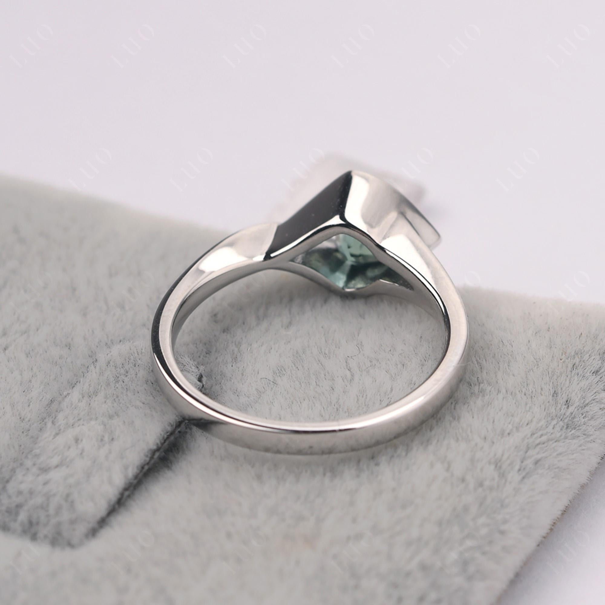 Trillion Cut Simple Lab Grown Green Sapphire Ring - LUO Jewelry