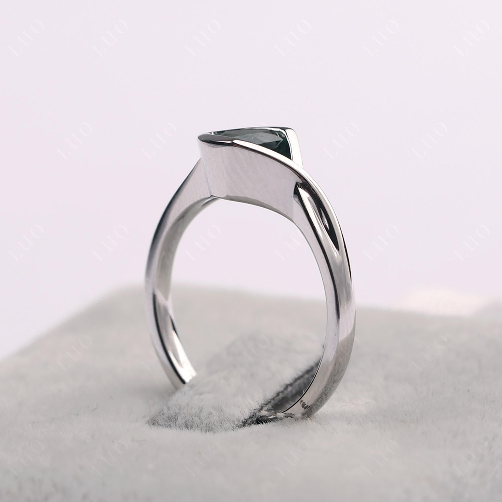 Trillion Cut Simple Lab Grown Green Sapphire Ring - LUO Jewelry