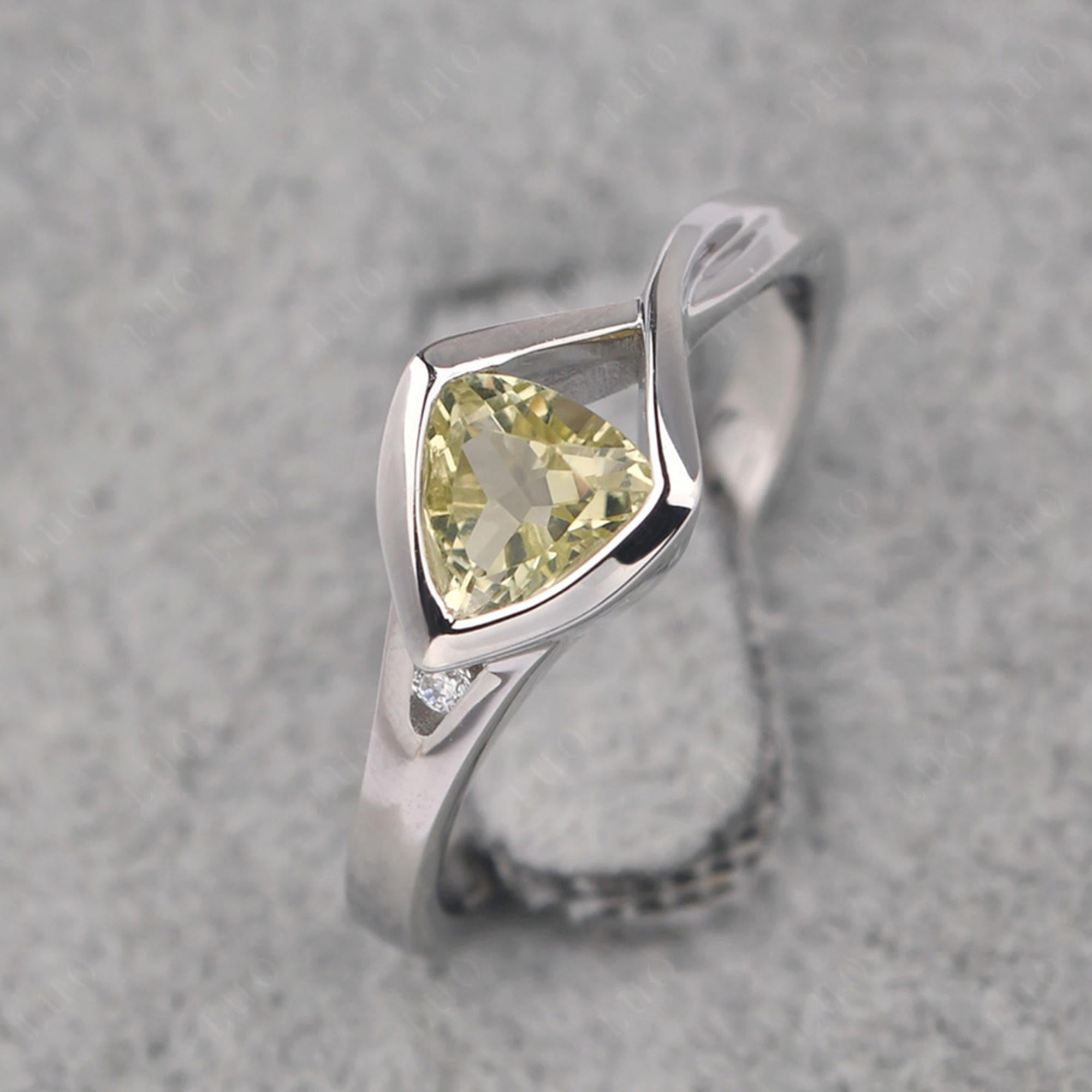 Trillion Cut Simple Lemon Quartz Ring - LUO Jewelry