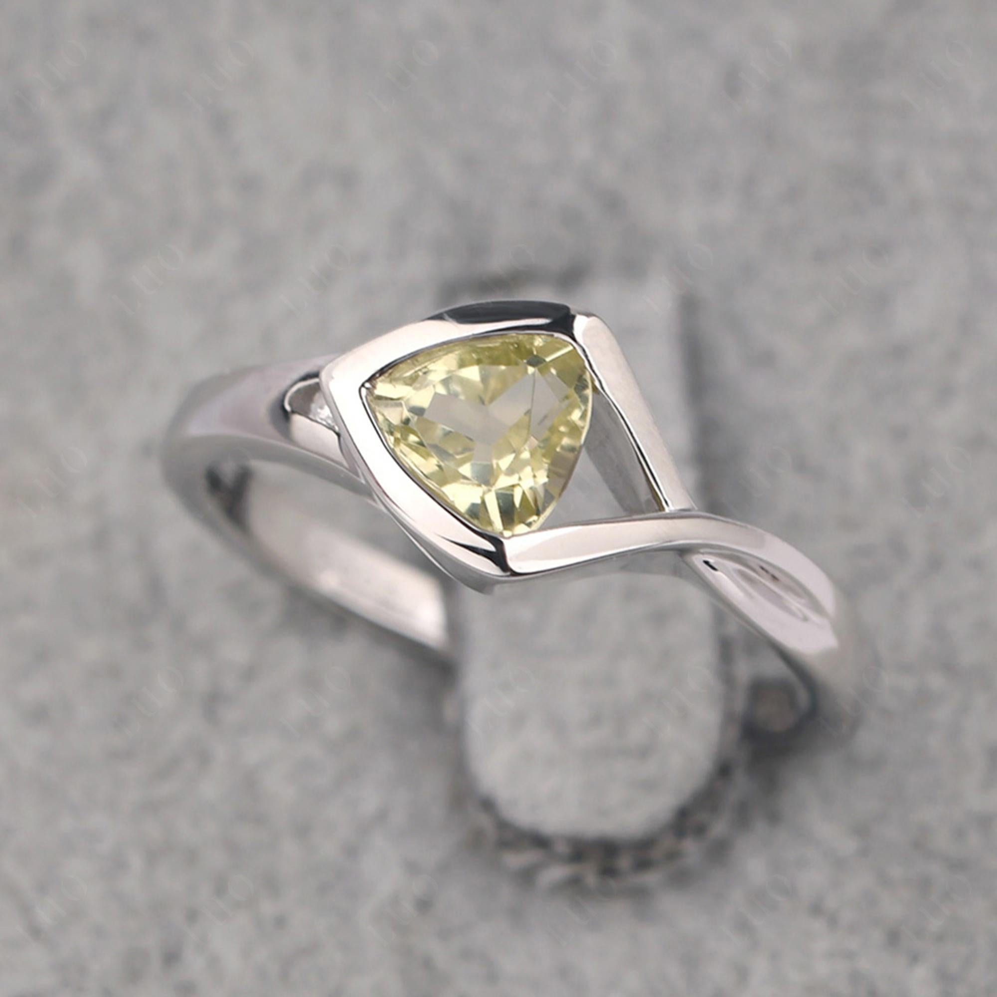 Trillion Cut Simple Lemon Quartz Ring - LUO Jewelry