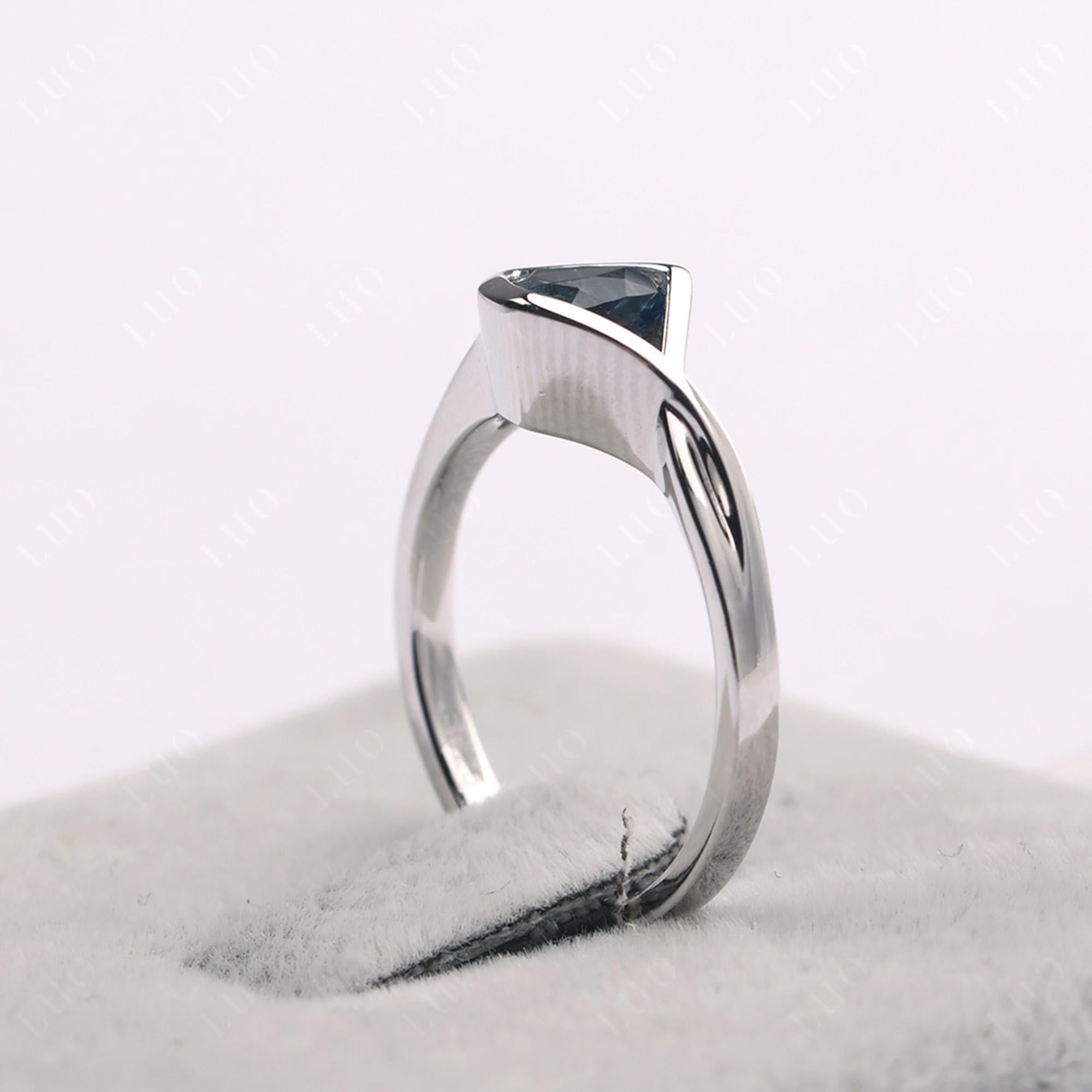 Trillion Cut Simple London Blue Topaz Ring - LUO Jewelry