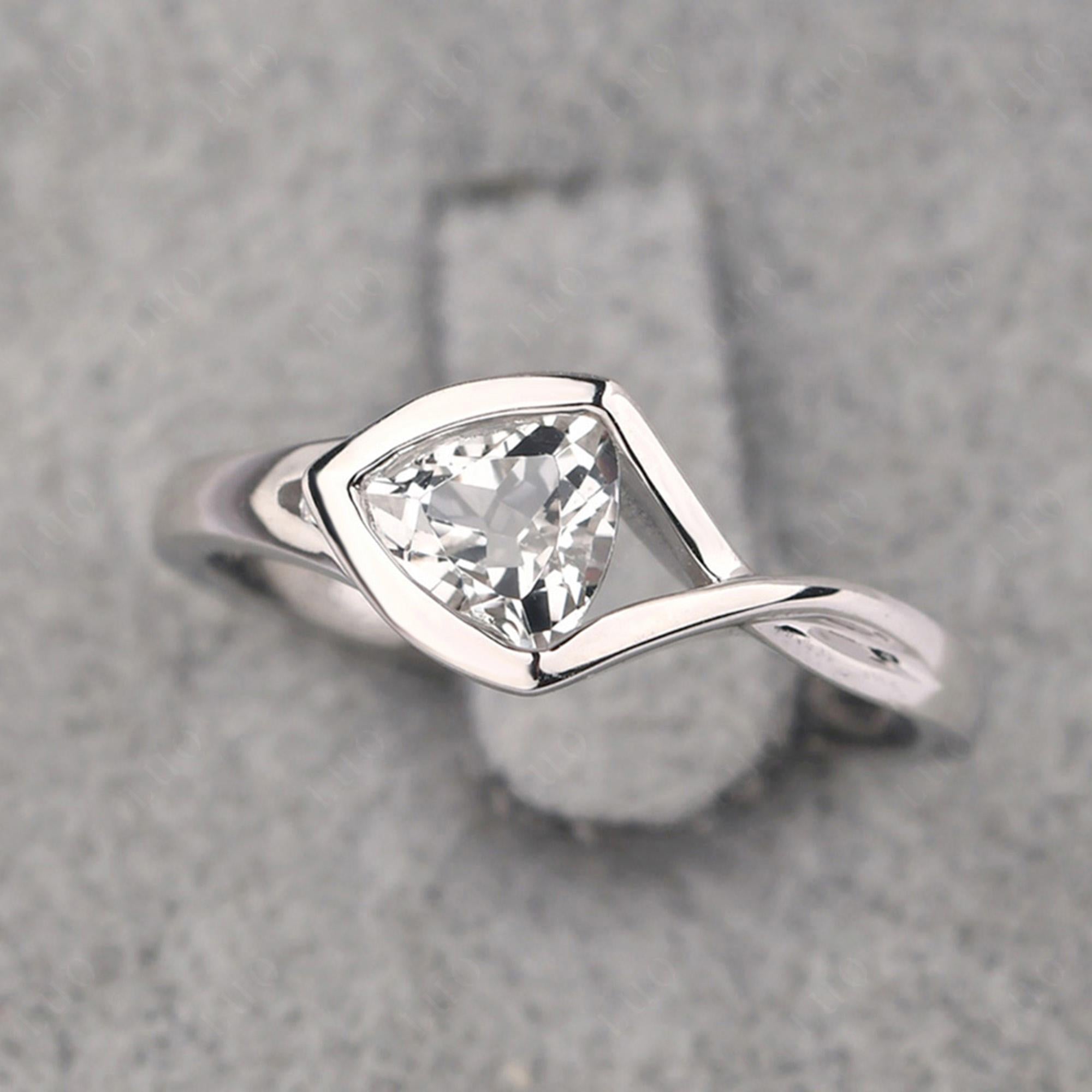 Trillion Cut Simple White Topaz Ring - LUO Jewelry
