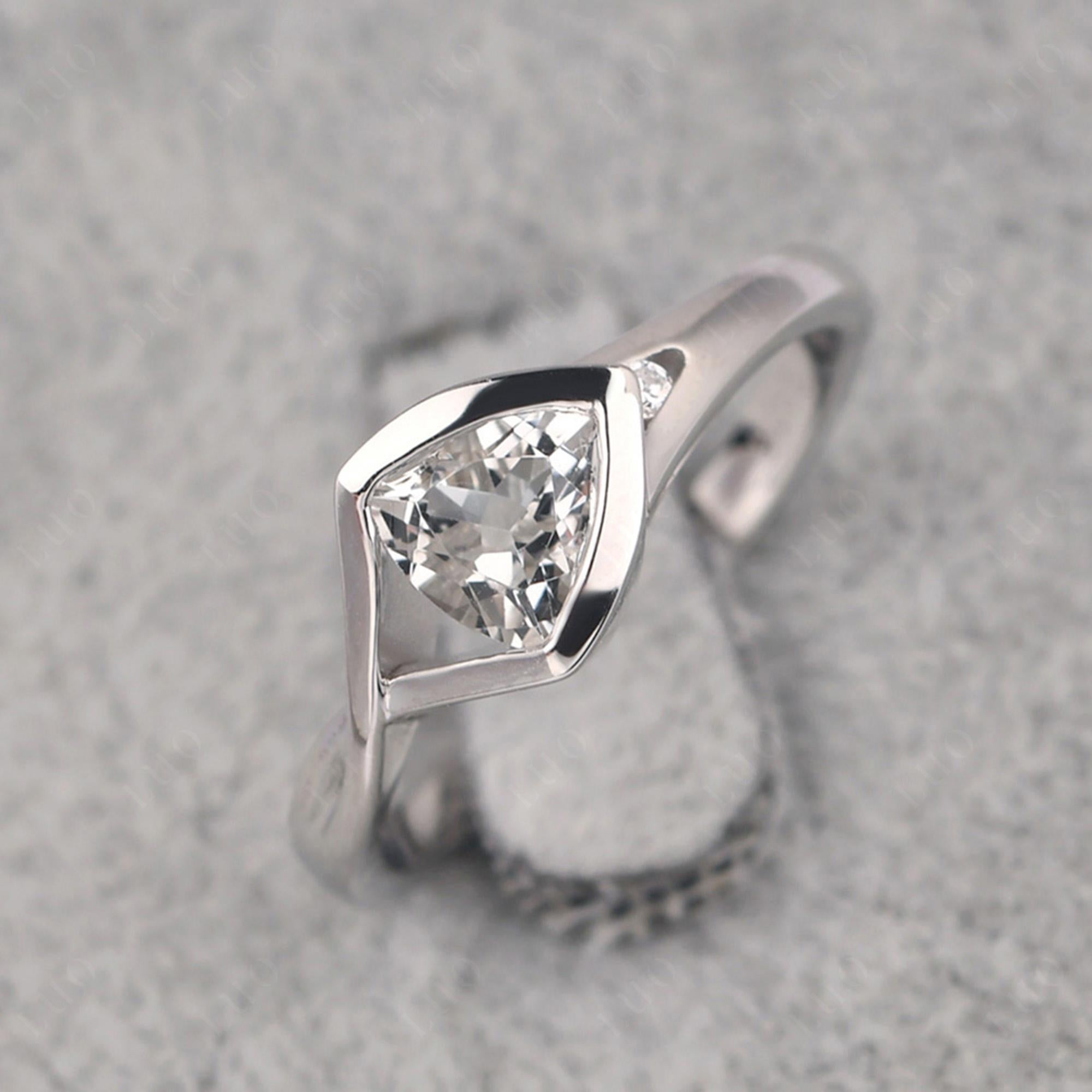 Trillion Cut Simple White Topaz Ring - LUO Jewelry