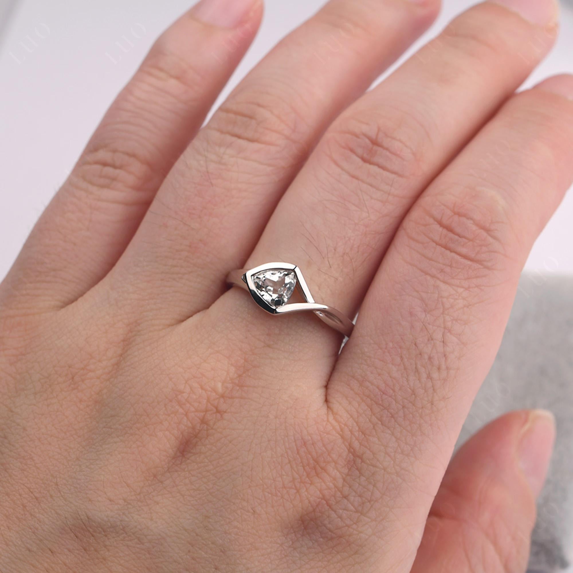 Trillion Cut Simple White Topaz Ring - LUO Jewelry